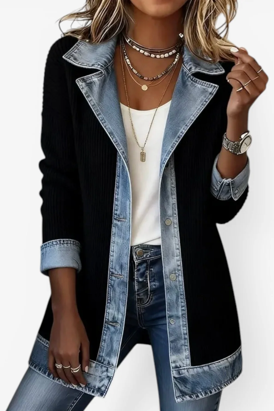 Veste Emilia™ – Denim Mixte Signature Noir — Maison Dorée