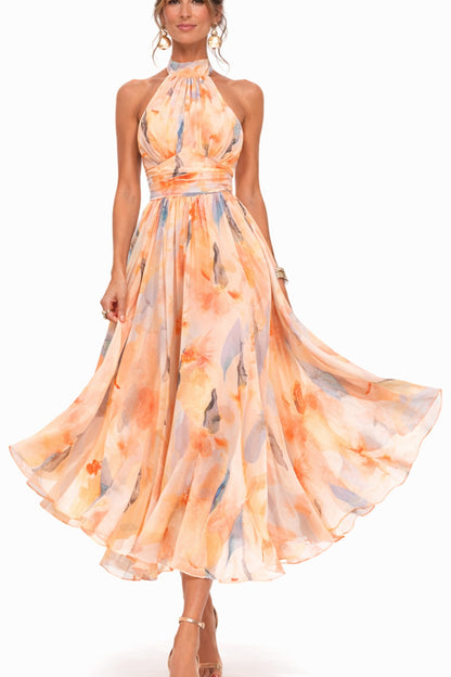AURORA | ROBE AVEC COL LICOU ET IMPRIMÉ AQUARELLE
