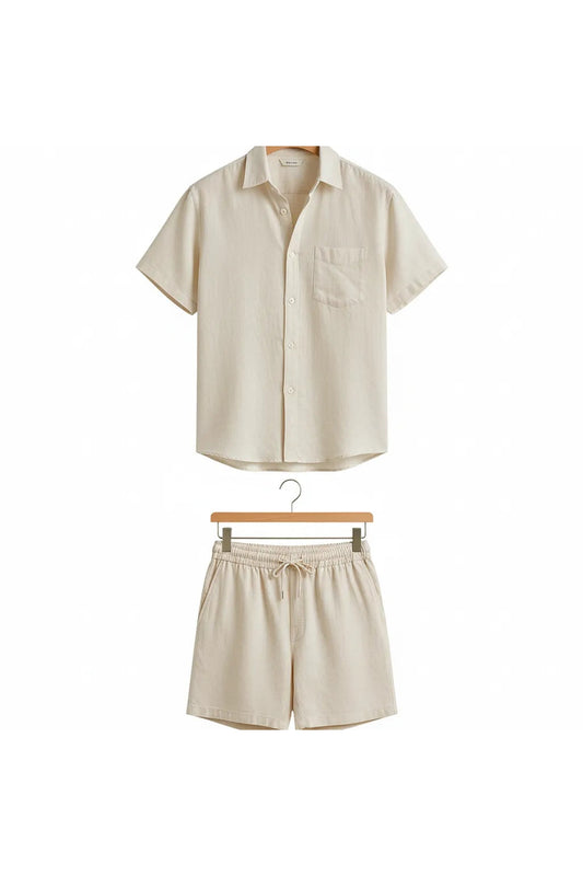 Ensemble Chemise Short en Lin Homme